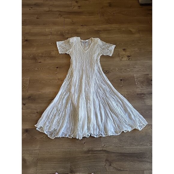 Vintage 80's Nostalgia Lace Maxi Dress  Romantic Whimsical White Large - Picture 1 of 16
